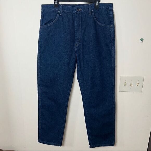 RUSTLER x WRANGLER 38 x 30 Vintage Dark Wash Regular Fit Four Pocket Jeans - Picture 2 of 13